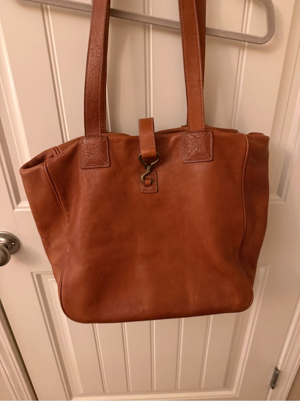Ralph Lauren Brown Leather Tote with Hook Closure